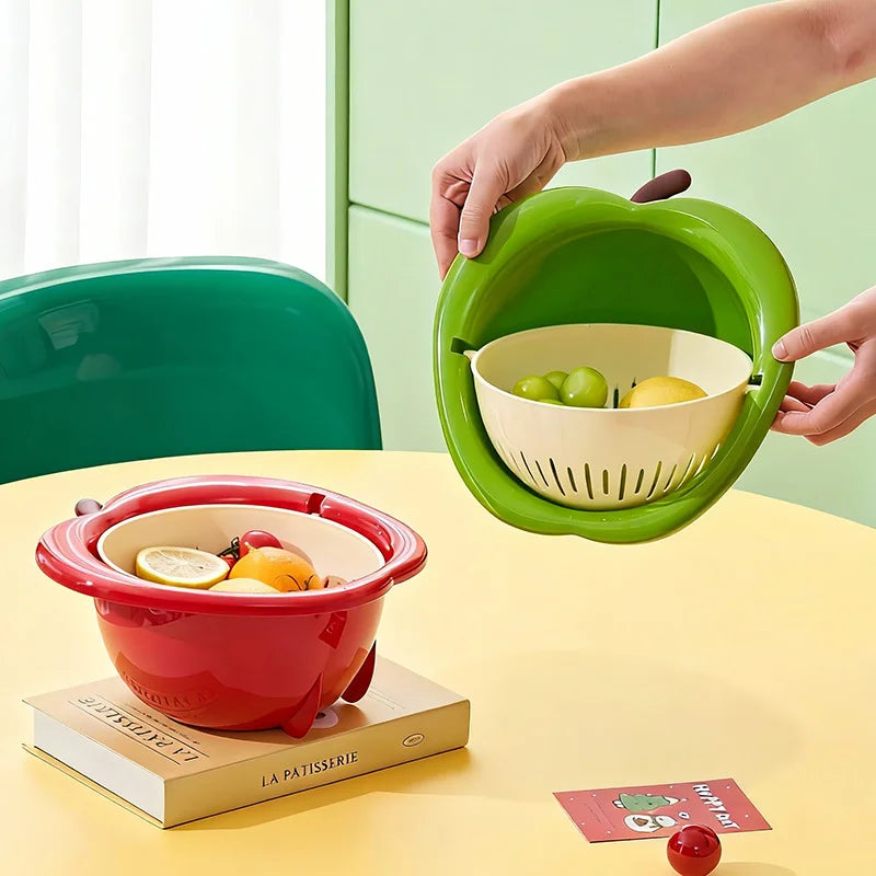 Double-Layer Fruit Wash & Drain Basket