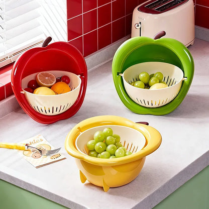 Double-Layer Fruit Wash & Drain Basket