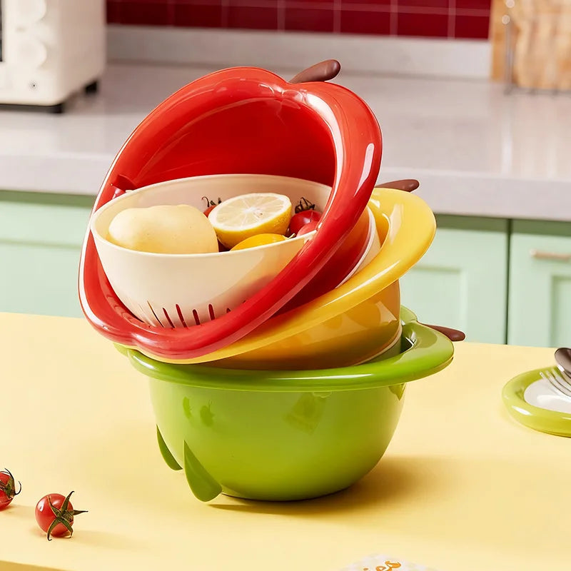 Double-Layer Fruit Wash & Drain Basket