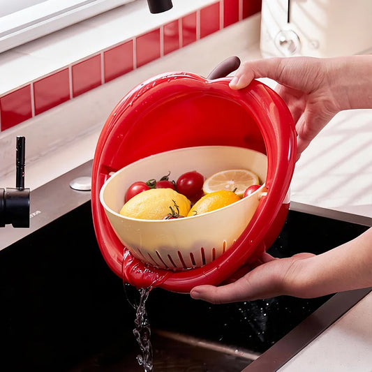 Double-Layer Fruit Wash & Drain Basket