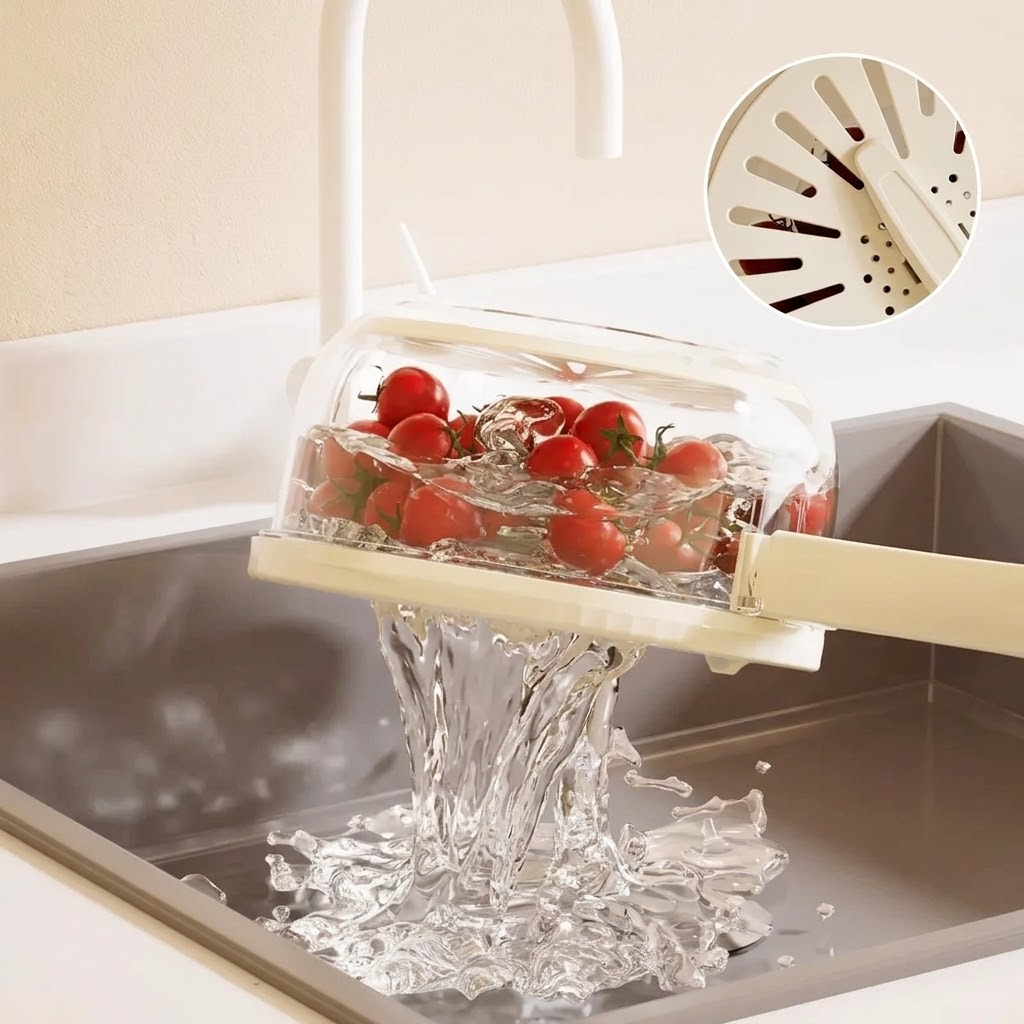 Kitchen Drain Storage Bowl with Lid